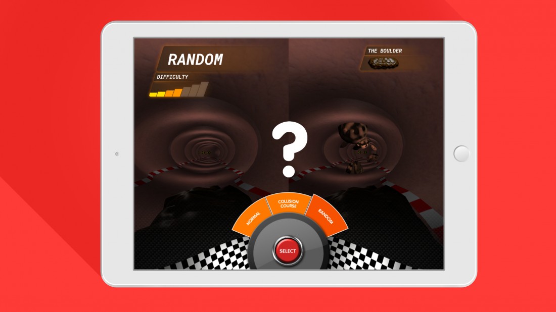 Poo Racer track selection screen on iPad